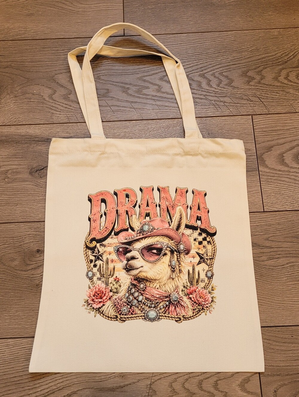 Custom Drama Llama Canvas Tote Bag
